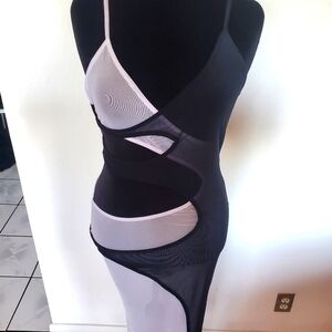 Chic Black and White Cutout Dress